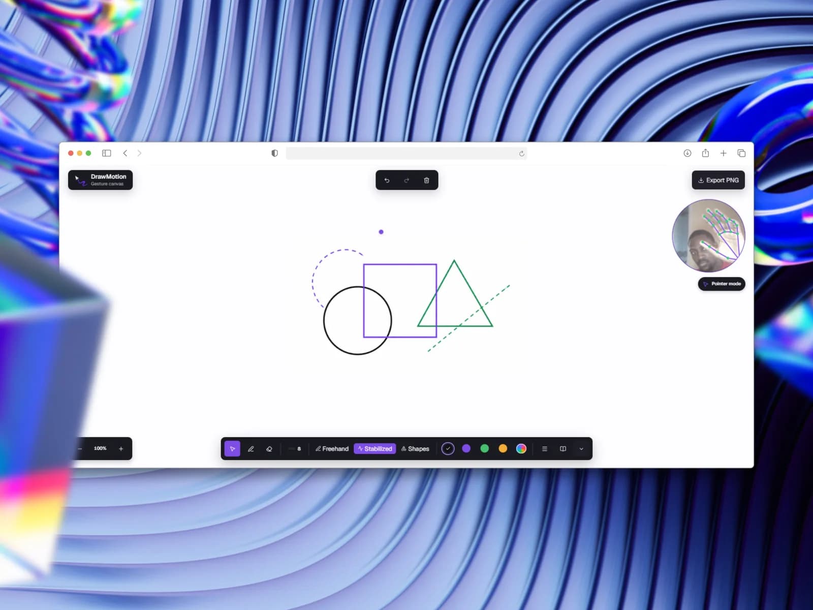 DrawMotion canvas controlled by hand gestures